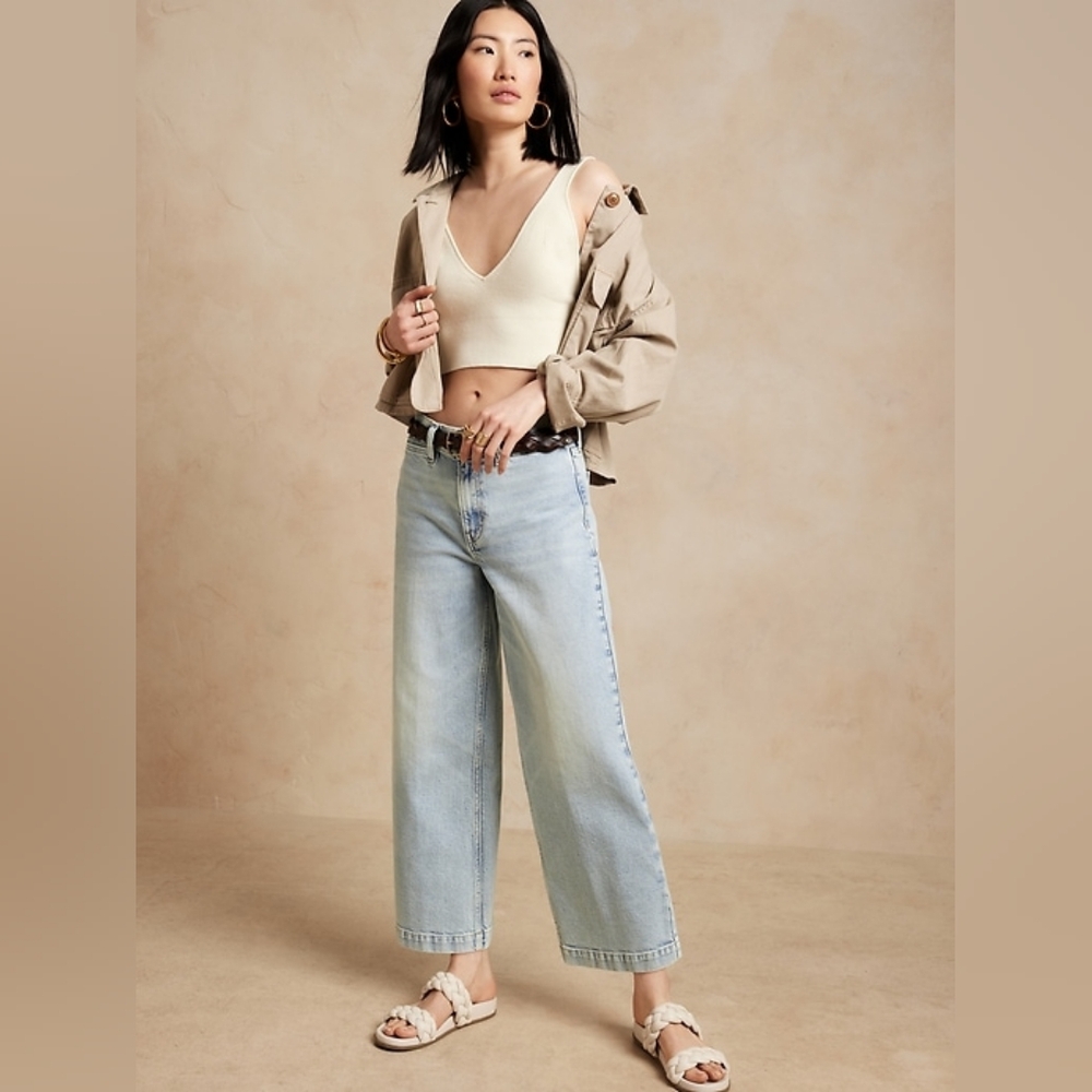 Banana Republic - The Wide-Leg Crop Jeans 814318 | Blue Light Wash: Size 26 - Picture 9 of 14